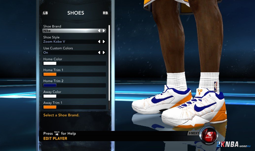 NBA 2K12 Кроссовки Kobe VII Home,nba 2k 12, качество, расцветка, команда, vii, добавить, игра, кроссовок, дополнение, kobe